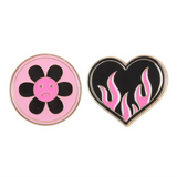 Burning Heart and Sad Flower Pin Badge Set