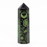 Black Obsidian Crystal Point - Mystic Story - Forest Green