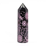 Black Obsidian Crystal Point - Mystic Story - Rose Pink