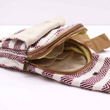 Natural Cotton Cross-Body Bags - Burgundy & White