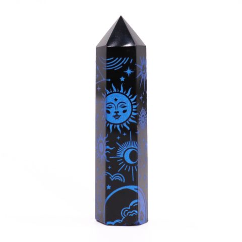 Black Obsidian Crystal Point - Mystic Story - Midnight Blue