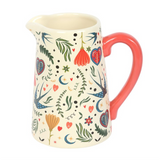 Cream Folk Print Flower Jug