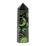 Black Obsidian Crystal Point - Mystic Story - Forest Green