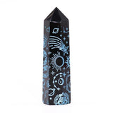 Black Obsidian Crystal Points - Mystic Story - Sky Blue