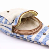 Natural Cotton Cross-Body Bag - Blue & White