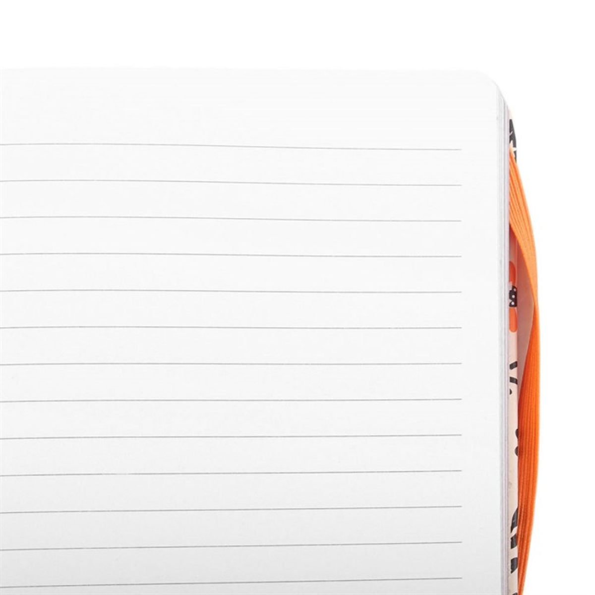 Frightful Folk A5 notebook open showing lined paper