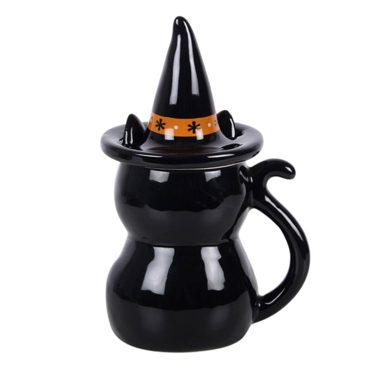 Frightful Folk black cat lidded mug