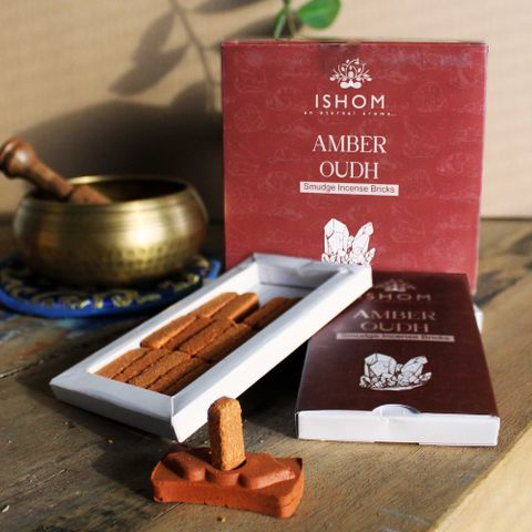 Incense Smudge Bricks and Burner - Amber Wood