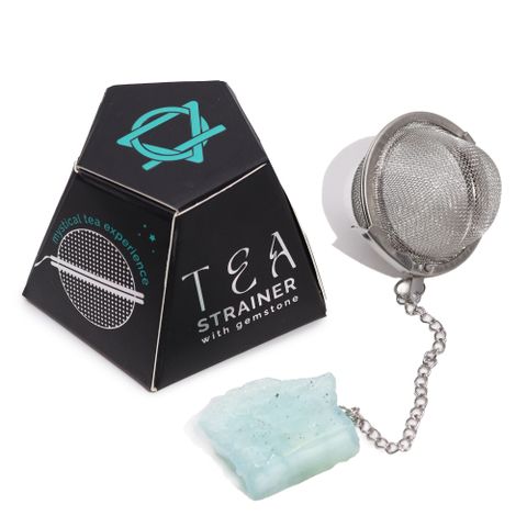 Raw Crystal Aquamarine Tea Strainer