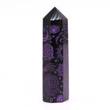 Black Obsidian Crystal Point - Mystic Story - Deep Purple