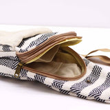 Natural Cotton Cross-Body Bag -  Black & White