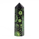 Black Obsidian Crystal Point - Mystic Story - Forest Green