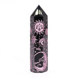 Black Obsidian Crystal Point - Mystic Story - Rose Pink