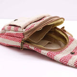 Natural Cotton Cross-Body Bags - Tan & Pink