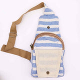 Natural Cotton Cross-Body Bag - Blue & White