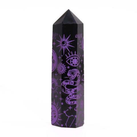 Black Obsidian Crystal Point - Mystic Story - Deep Purple
