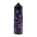Black Obsidian Crystal Point - Mystic Story - Deep Purple