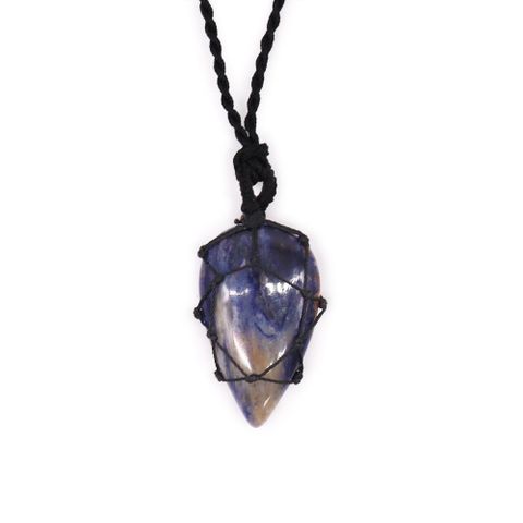 Laced Crystal Teardrop Necklace - Sodalite