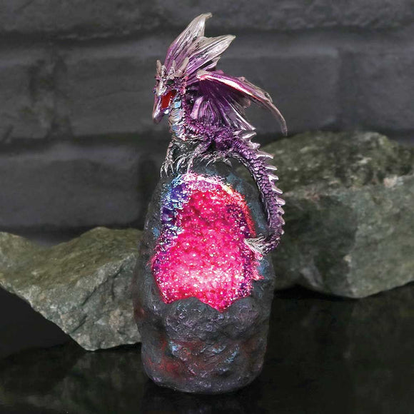 Amethyst Crystal Geode, LED Colour Changing, Dragon figure