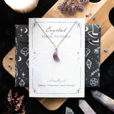 Amethyst Crystal Moon Necklace on Greetings Card