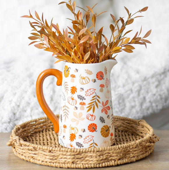 Autumn Leaves and Pumpkins Flower Jug