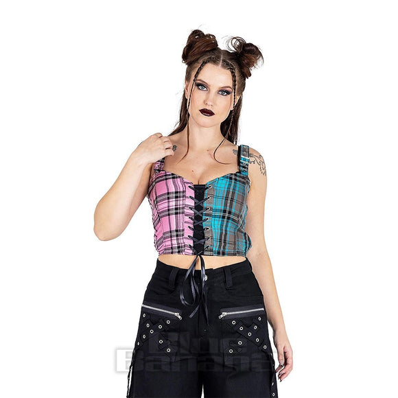 Azaria Pink & Blue Check Top