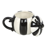 Black & White Striped Pumpkin Lidded Mug