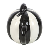 Black & White Striped Pumpkin Lidded Mug