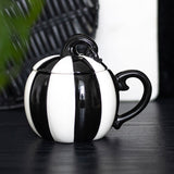 Black & White Striped Pumpkin Lidded Mug