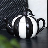 Black and White Striped Pumpkin Teapot