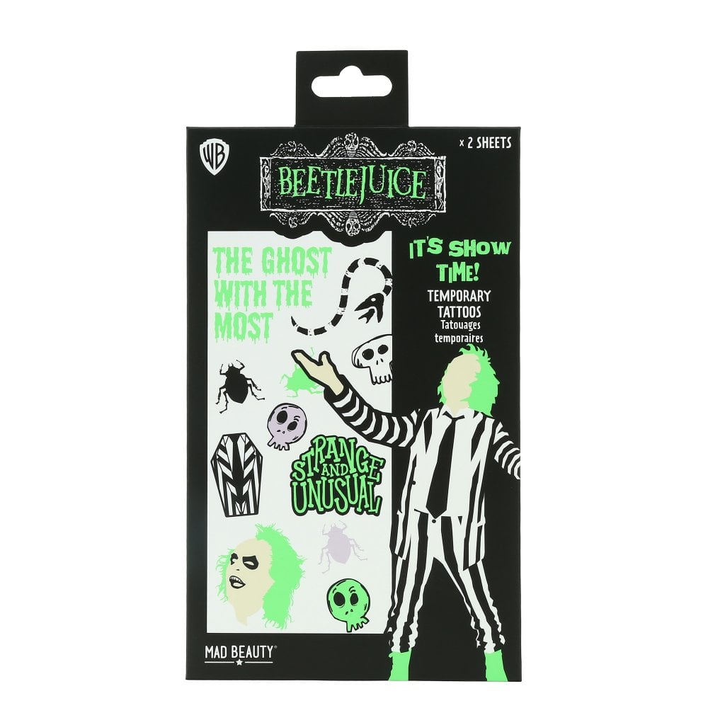 Beetlejuice Glow-in-the-Dark Temporary Tattoos pack