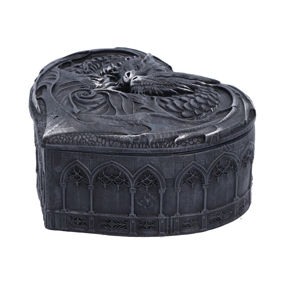 Side view of gothic dragon heart trinket box