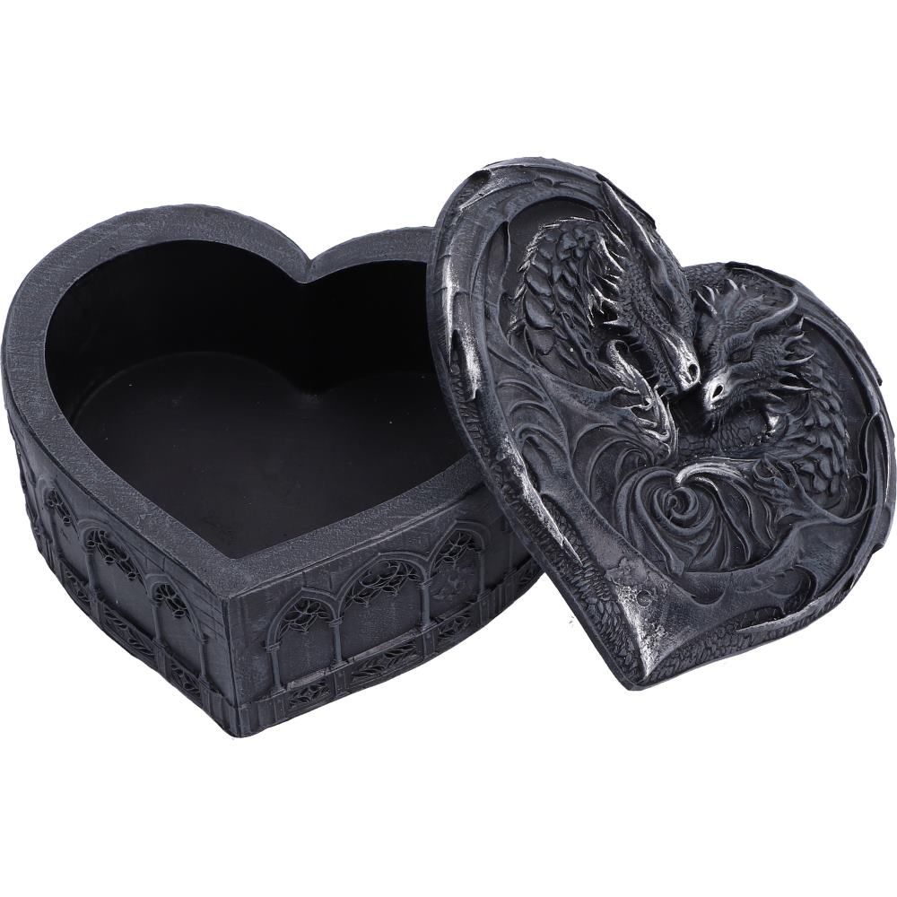Black Dragon Heart trinket box with removable lid open
