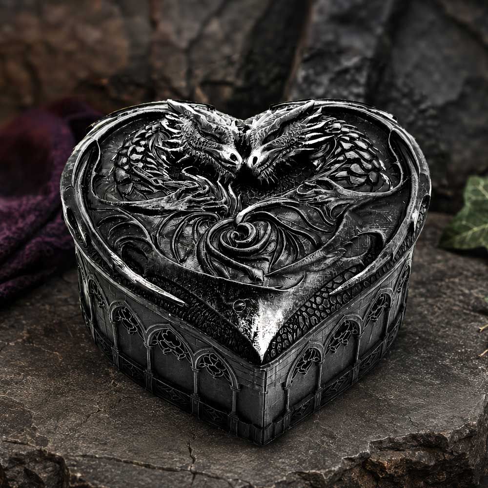 Black Dragon Heart trinket box by Nemesis Now