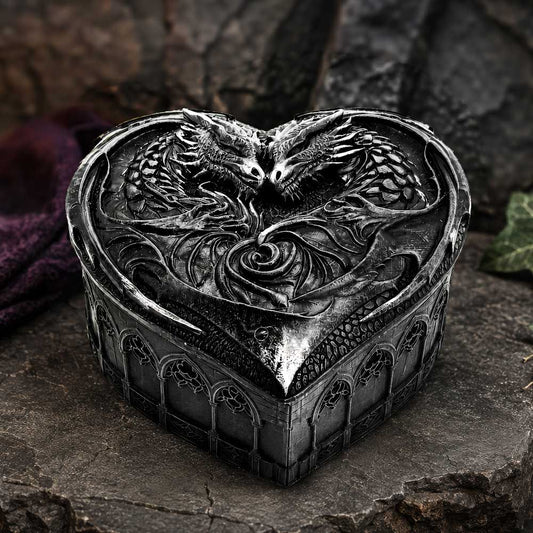 Black Dragon Heart trinket box by Nemesis Now
