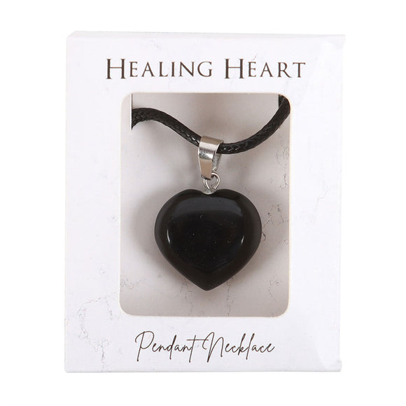 Black Obsidian Crystal Heart Necklace