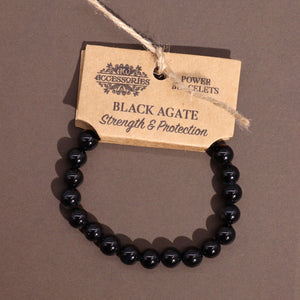 Black Agate Crystal Bead Bracelet
