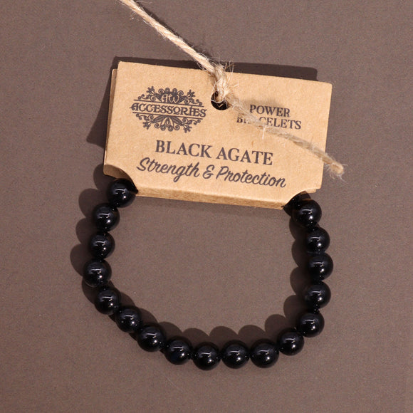 Black Agate Crystal Bead Bracelet