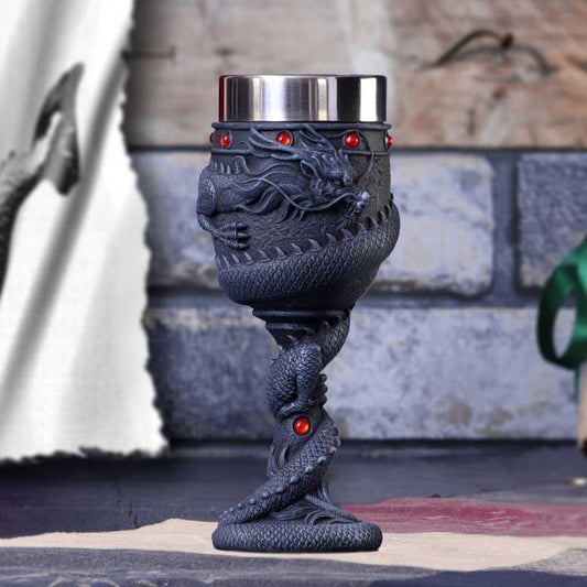 Black Chinese Dragon Coil Goblet