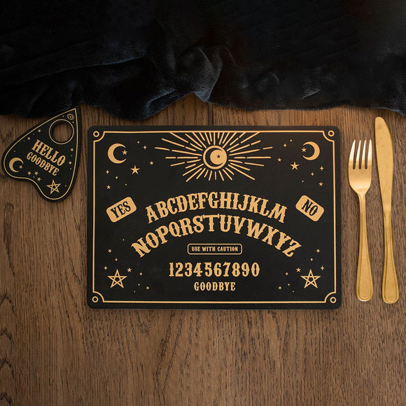 Black Ouija Board Placemat and Coaster Set