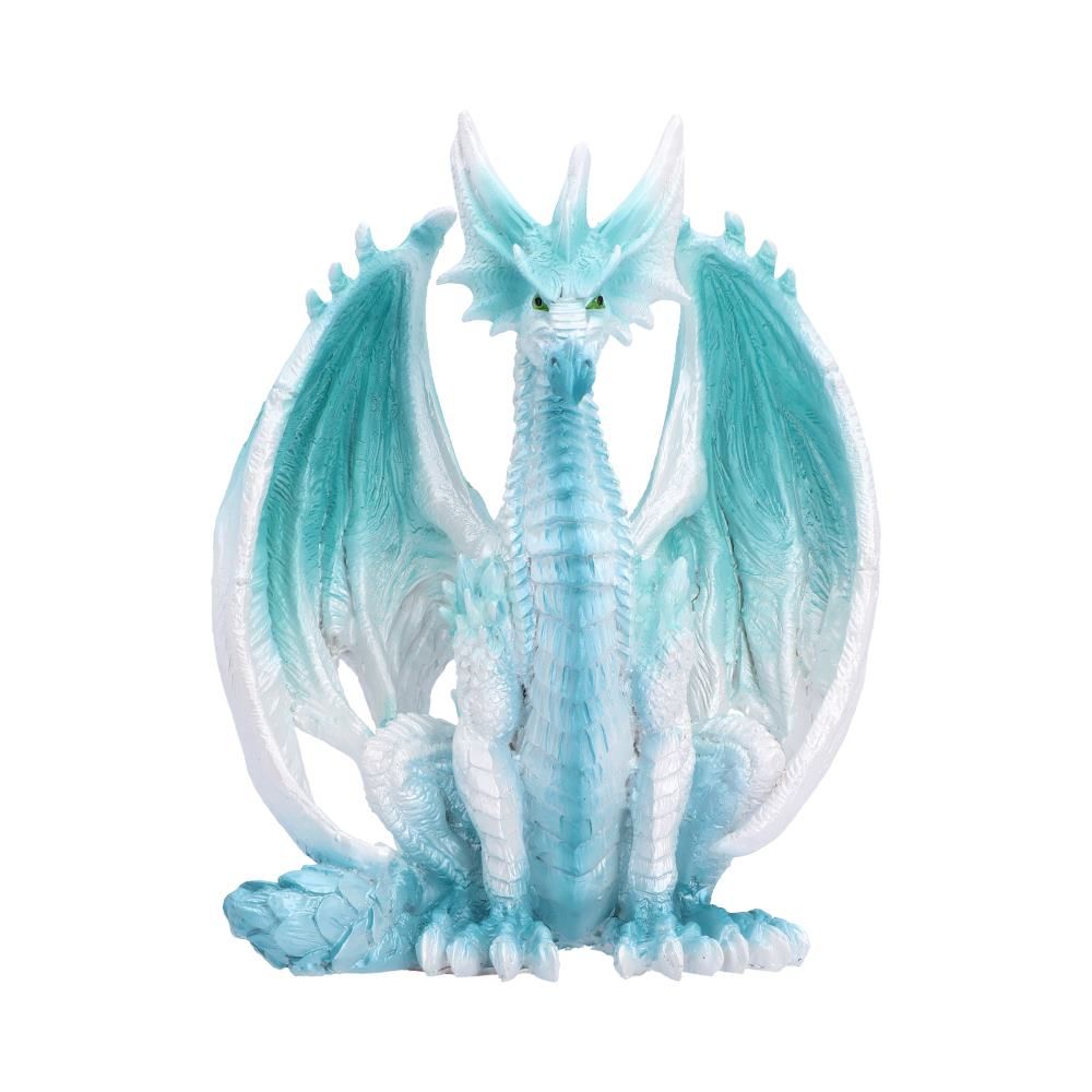 Blizzard Sitting Ice Dragon Figurine with raised wings