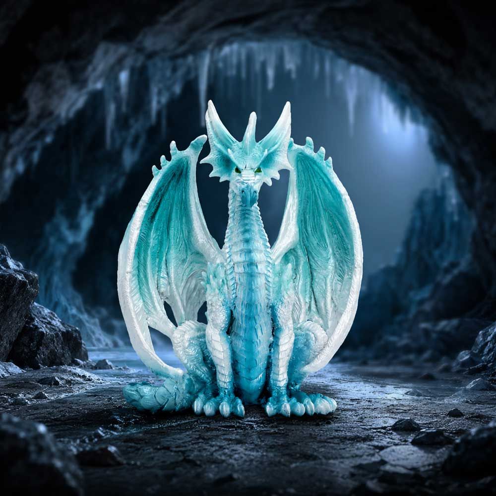 Blizzard Sitting Ice Dragon fantasy ornament display