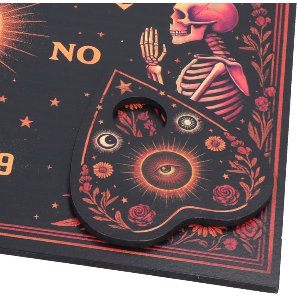 Bloom Ouija Board skeleton and floral artwork detail