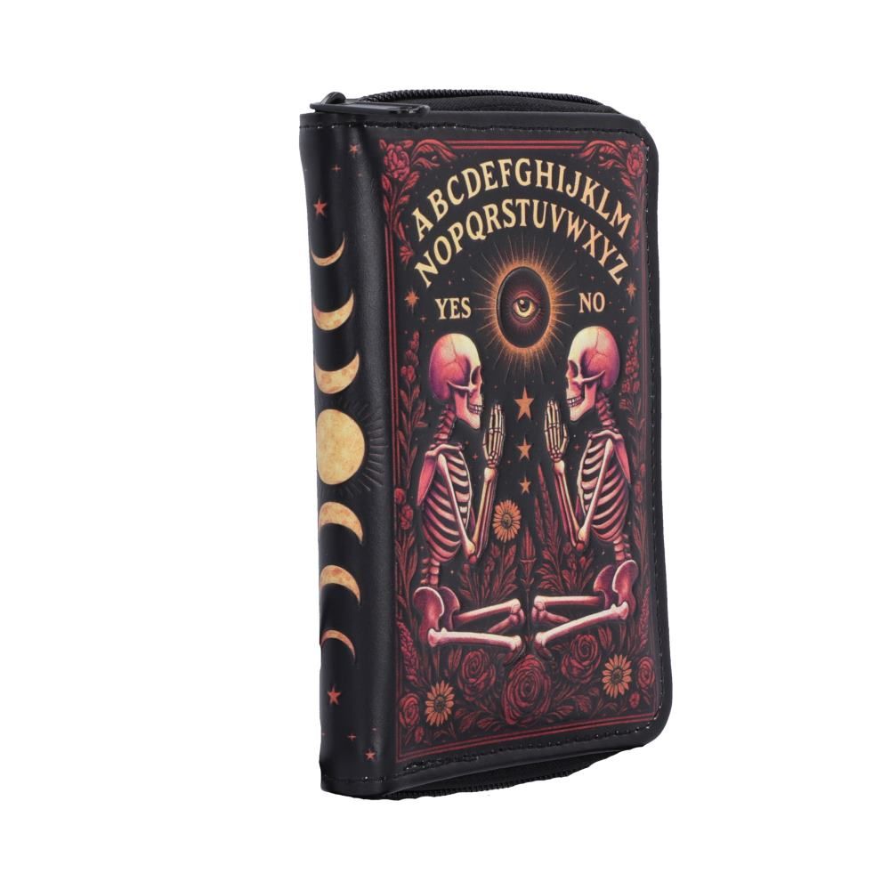 Bloom Ouija Board gothic purse with skeleton spirit board design side view
