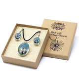 Blue Real Flower Jewellery Set
