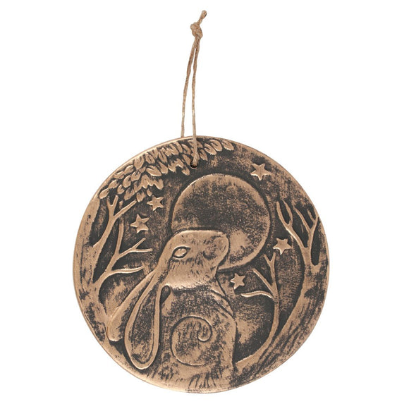 Bronze Moon Gazing Hare Plaque