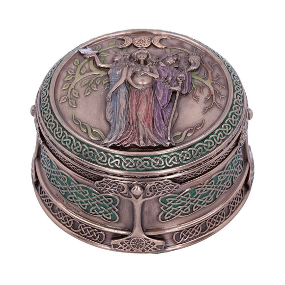 Bronze Maiden Mother Crone Trinket Box