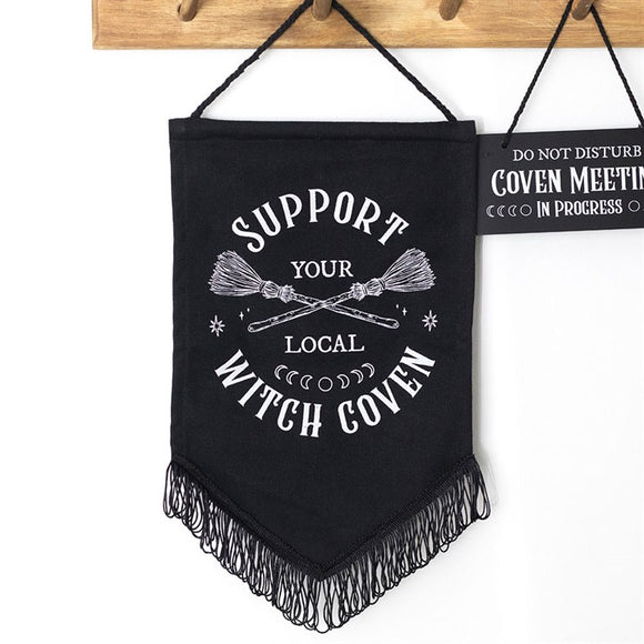 Support Your Local Witch Coven Hanging Fabric Banner