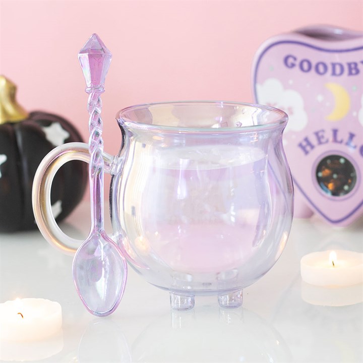 Purple Glass Cauldron Mug & Spoon