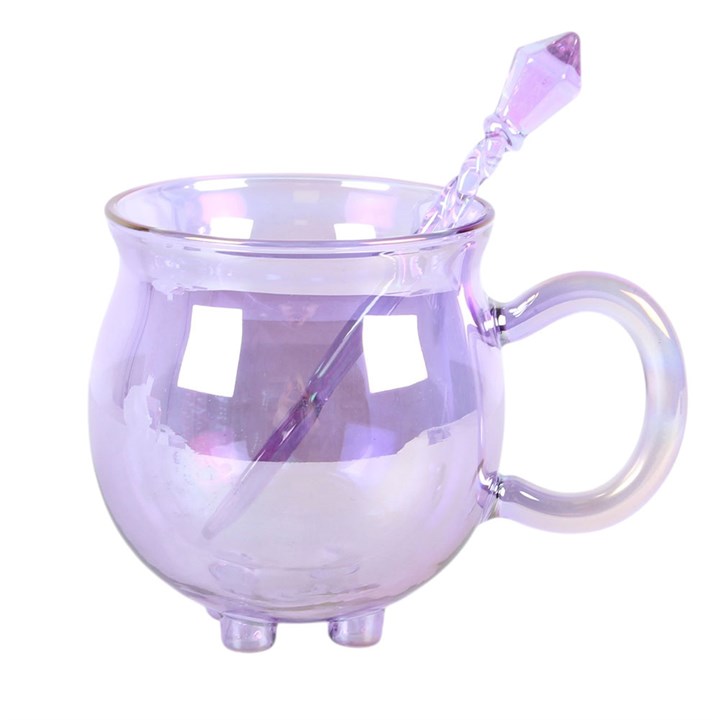Purple Glass Cauldron Mug & Spoon